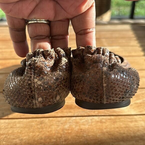 Tory Burch Snakeskin Flat Shoes 8 - Picture 3 of 6